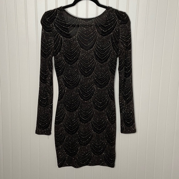 Windsor Black and Gold Body-con cross strap back dress Large - Picture 1 of 3